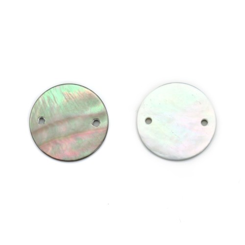 Gray round flat mother-of-pearls 12mm x 2pcs