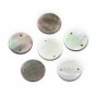 Gray round flat mother-of-pearls 12mm x 2pcs