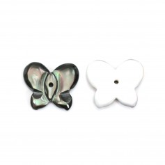 Grey mother of pearl butterfly 10x12mm x 1pc