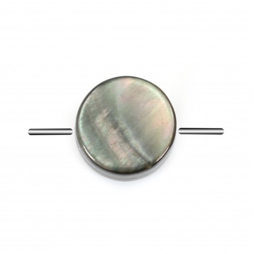 Graue Perlmutt in flachen runden Perlen 8mm x 10 st