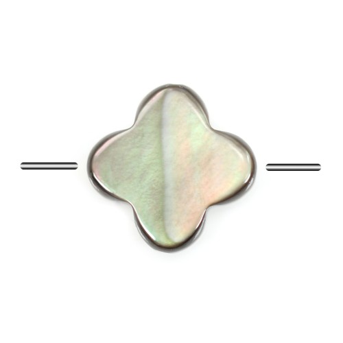 Grey mother of pearl clover shape 10mm x 2pcs