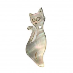 Grey Mother of Pearl cat shape with Zirconium Oxide 12x34mm x 1pc