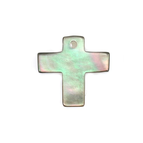 Gray mother-of-pearl cross 11x11mm x 1pc