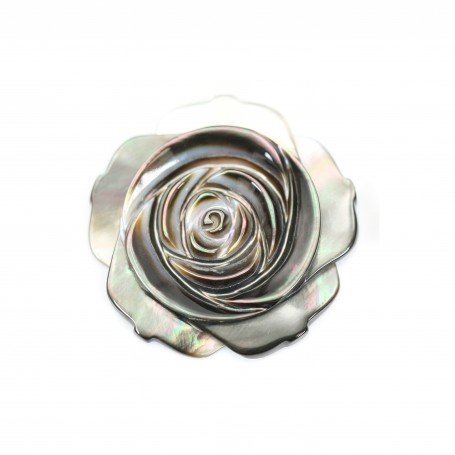Gray mother-of-pearl half drilled rose 30mm x 1pc