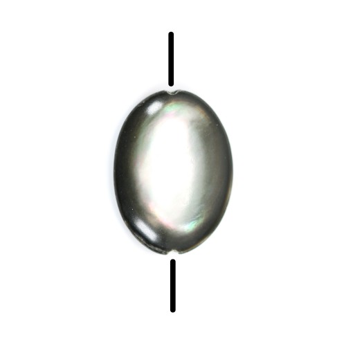 Graues Perlmutt in Form eines gewölbten Ovals 12x16mm x 4 Stk
