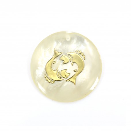 Pendant Taurus mother of pearl 20mm x 1pc