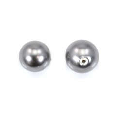Pearl mother-of-pearl half drilled grey x 2pcs