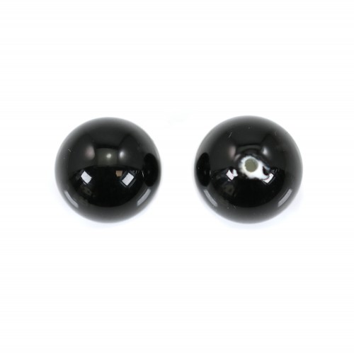 Perle de nacre noire semi-percé x 2pcs