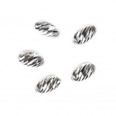 Gestreifte Perle, 925er Silber, olivenförmig, 6x10mm x 2Stk