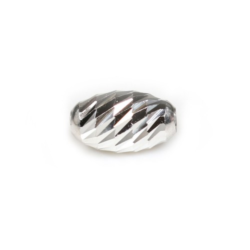 Perle striée, en argent 925, en forme d'olive, 4x6.5mm x 4pcs