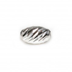 Perlina a forma di oliva in argento sterling 925, 4x6,5mm x 4pcs