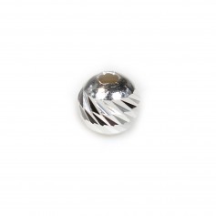 Striped ball, in the shape of a faceted round, 4mm x 5pcs