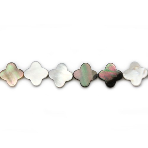 Gray mother-of-pearl clover beads on thread 10 mm x 40cm