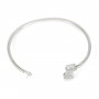 Rhodium 925 sterling silver and zirconium 58mm flexible bangle for half-driled beads x 1pc