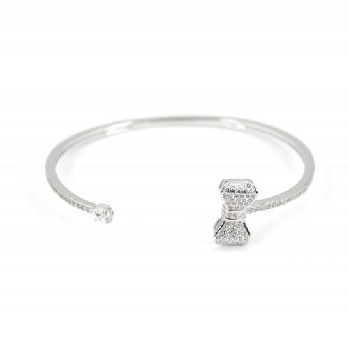 925er Silber rhodiniert mit Zirkonia verstellbares Armband für Semi-Perlen 58mm x 1Stk