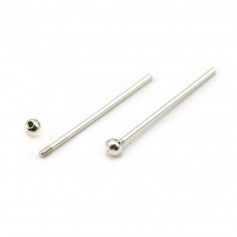Pin peg with ball ,sterling silver 925 ,40mm x 2pcs