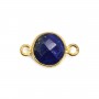 Lapis lazuli de forme ronde, 2 anneaux, serti en argent doré, 9mm x 1pc