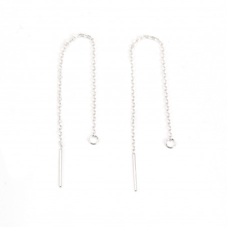 Mesh of earrings oval 1.0x75mm sterling silver 925 x 2pcs