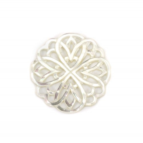 White Mother of Pearl Rosette 30mm x 1pc