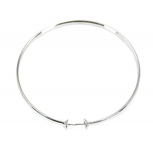 Verstellbares Armband flacher Ring für Perle halb durchbohrt Silber rhodiniert x 1St