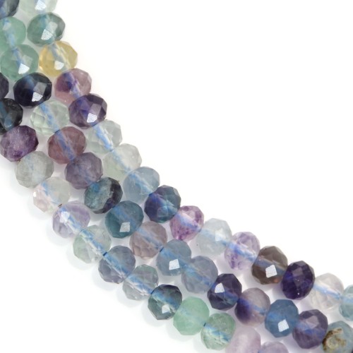 Fluorite multicolor, in the shape of a faceted roundel, 4 * 6mm x 38cm