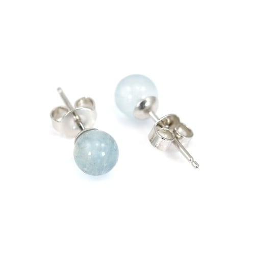 Silver earring 925 aquamarine 6mm x 2pcs