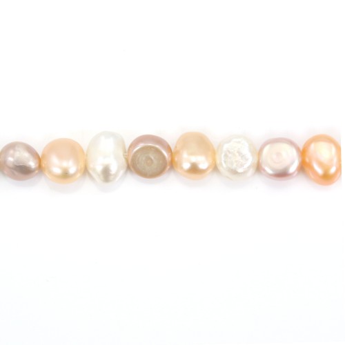 Perles d'eau douce multicolores baroques sur fil 6-7x8-9mm x 40cm