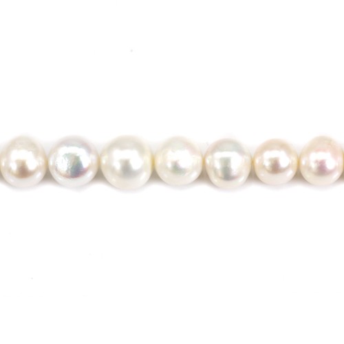 Perle coltivate d'acqua dolce, bianche, rotonde, 11-13 mm x 40 cm