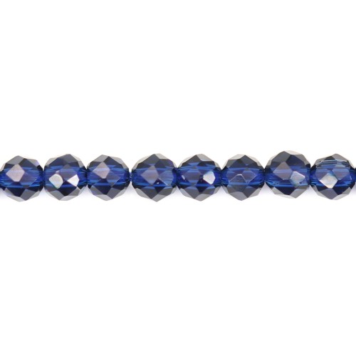 Zafiro azul sintético, redondo facetado, 2mm x 39cm