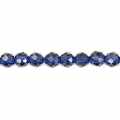 Saphir bleu synthétique, de forme ronde facetté, 2mm x 39cm