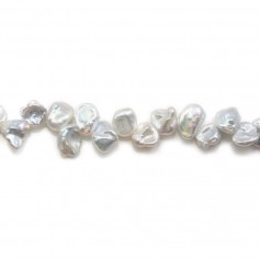 Perles de culture d'eau douce, blanche, keshi, 9-10mm x 40cm