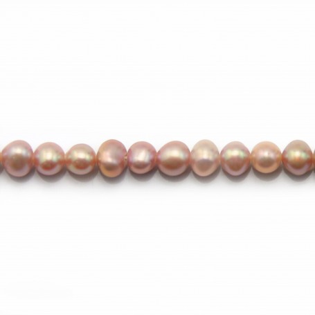 Perles de culture d'eau douce, mauve, ovale 4-4.5mm x 40cm