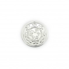 Medal Charm decorated 12mm Silver 925 x 1pc