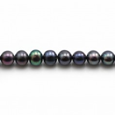 Freshwater cultured pearl, in half round shape, dark blue color, 5-6mm x 6pcs