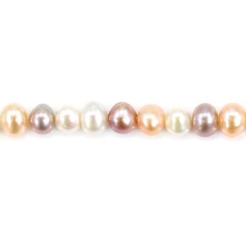 Perlas cultivadas de agua dulce, multicolores, ovaladas, 5,5-6mm x 36cm