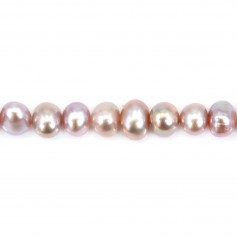 Freshwater cultured pearl, mauve, oval, 6-6.5mm x 37cm