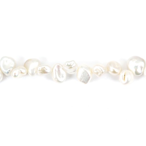Perla cultivada de agua dulce, blanca, keshi, 8-10mm x 39cm