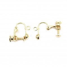Stud earrings clip plated by "flash" gold on brass 13mm x 6pcs