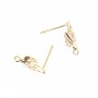 Ear stud leaves by "flash" Gold on brass 8x14mm x 2pcs