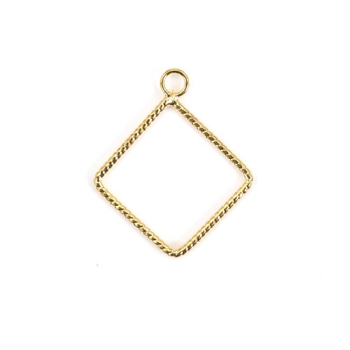 Diamond shape charm, plated by "flash" gold on brass x 4pcs