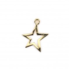 Estrela de encanto por "flash" ouro sobre latão 11x14mm x 4pcs