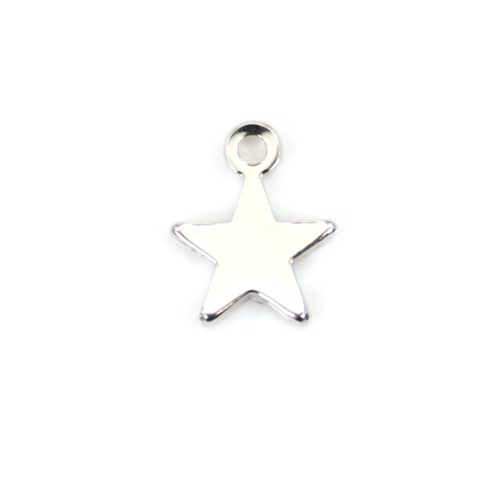 Star charm, 6mm, silver plated on brass x 10pcs
