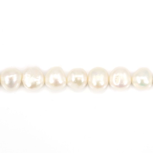 Perla coltivata d'acqua dolce, bianca, barocca 11-13 mm x 40 cm