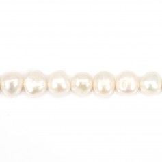 Freshwater cultured pearl, white, baroque 11-13mm x 40cm