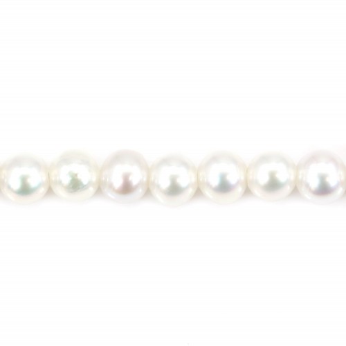 Freshwater cultured pearl, white, round, 3mm x 39cm