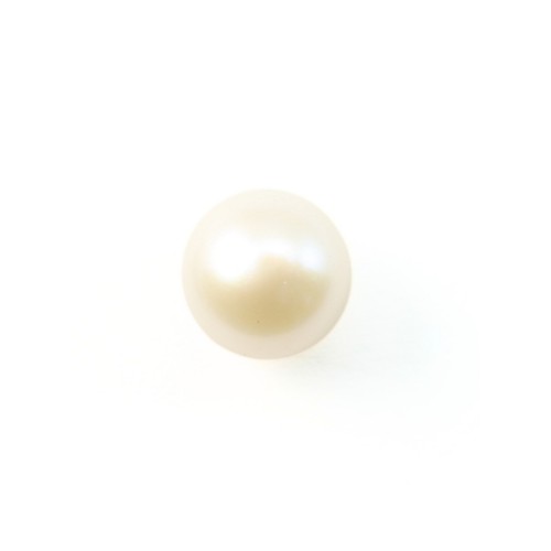 Freshwater cultured pearls, half drilledwhite, half-round, 5.5-6mm x 1pc