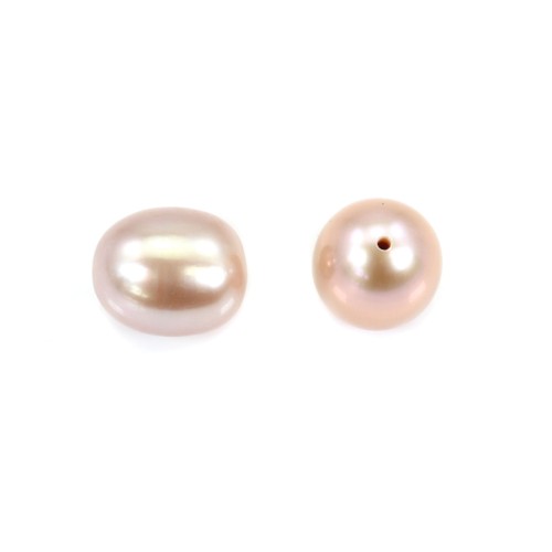 Perla coltivata d'acqua dolce, semi-perforata, malva, a forma di pera, 9 mm x 2 pz