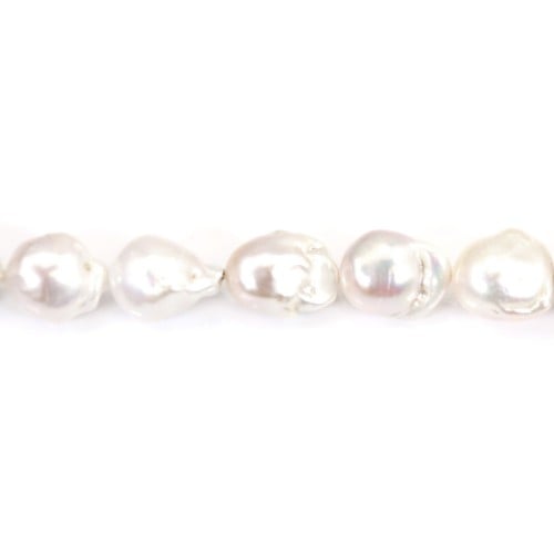 Freshwater cultured pearl, white, baroque, 12-14mm, Ax 38cm