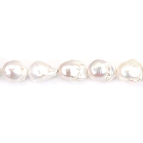 Perla coltivata d'acqua dolce, bianca, barocca, 12-14 mm, Ax 38 cm