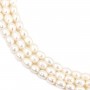 Perles d'eau douce blanches oval 6-7mm x 40cm